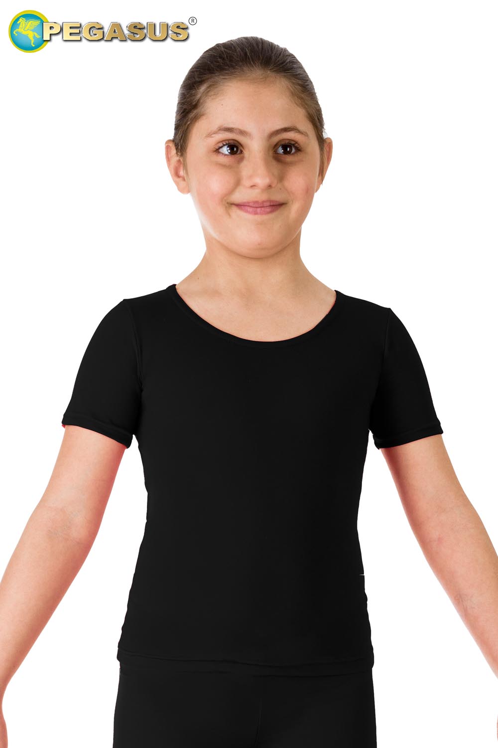 MAGLIETTA DANZA LYCRA MEZZA MANICA NERA BAMBINA